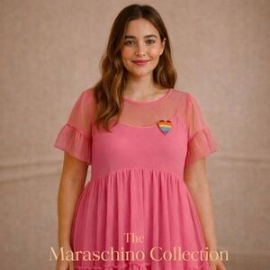 🏷Pride Pink Tulle Babydoll Dress | 4X | NWT